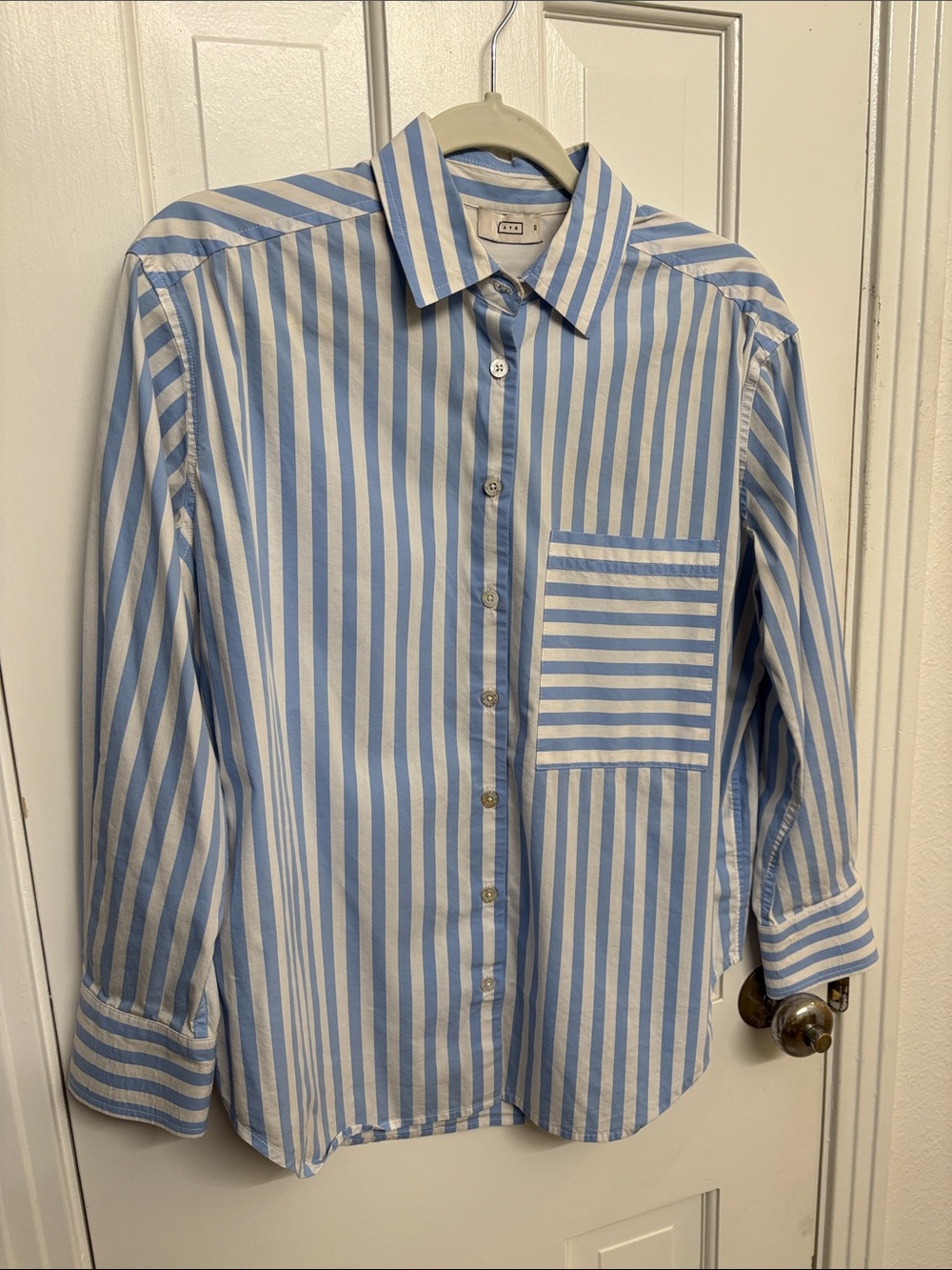 AYR The Deep End Blue White Stripe Button Up Shirt - Picture 2 of 4